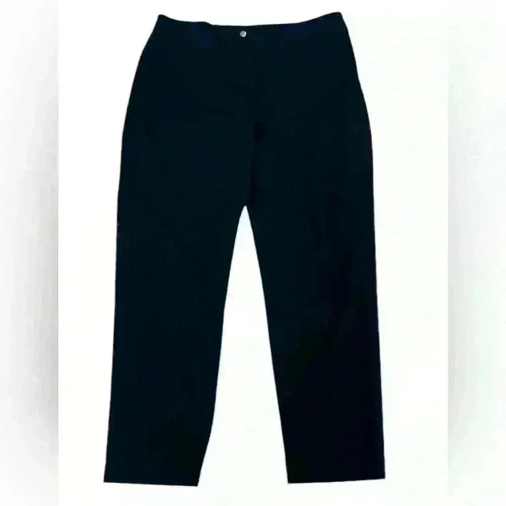 Casual Corner Women’s 14 Black Pants Flat Front Zipper No Pockets Straight Fit